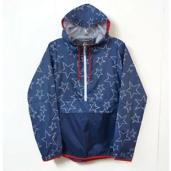 Eddie Bauer USA Windbreaker Coat America Stars Red white blue UPF 50 Anorak Dust - Picture 2 of 6